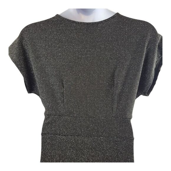 One Clothing Large Jumpsuit Black Silver V-Neck Silver Chevron Pattern Sparkle - Picture 6 of 11